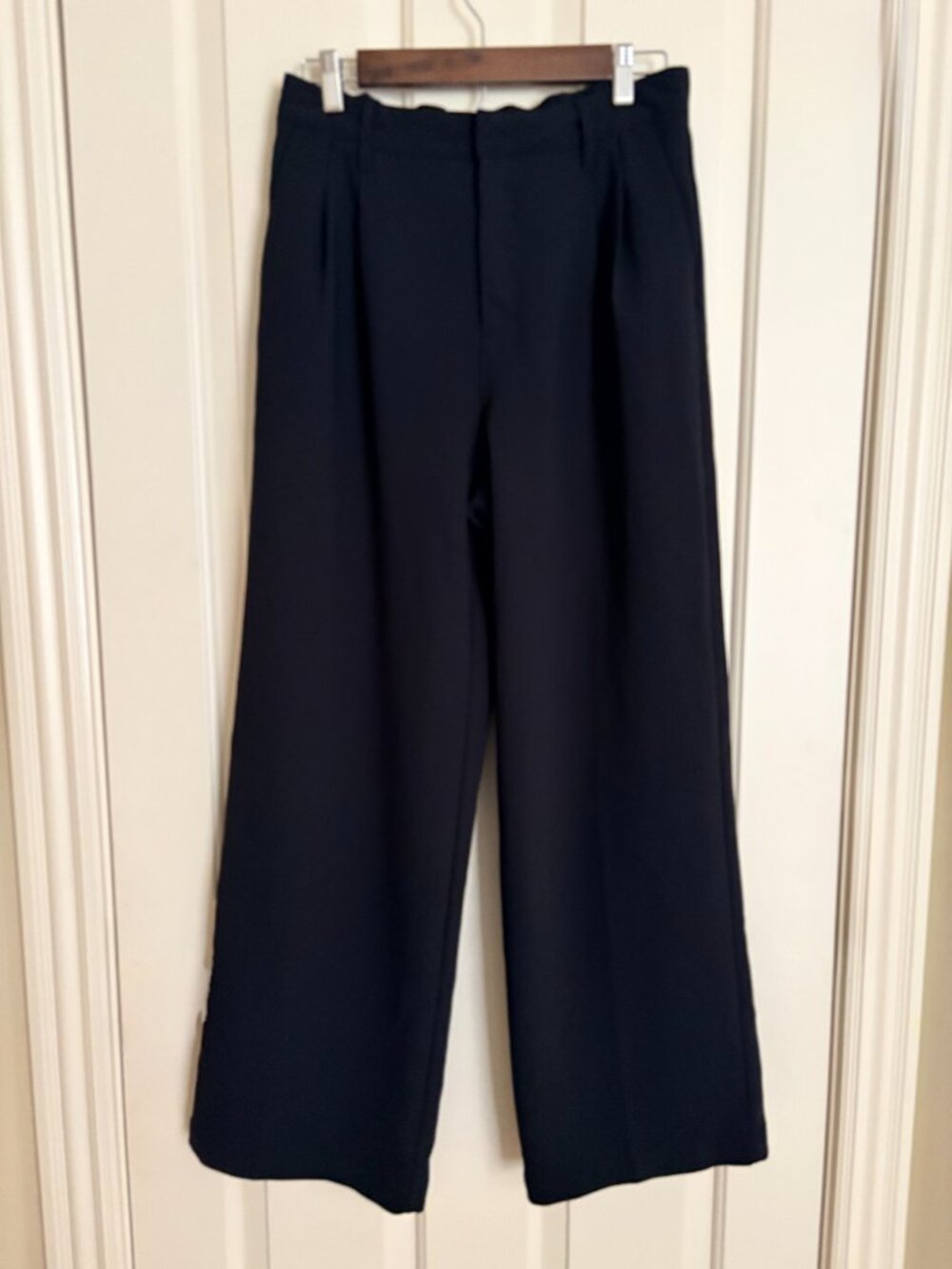 Gap Easy Crepe Trousers Pants Black Wide Leg Pleated High Waist Size 8